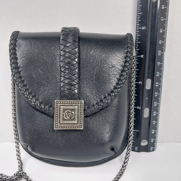 Vtg Home Interiors Special Edition Black Leather Mini Shoulder bag Metal Chain - Picture 3 of 10